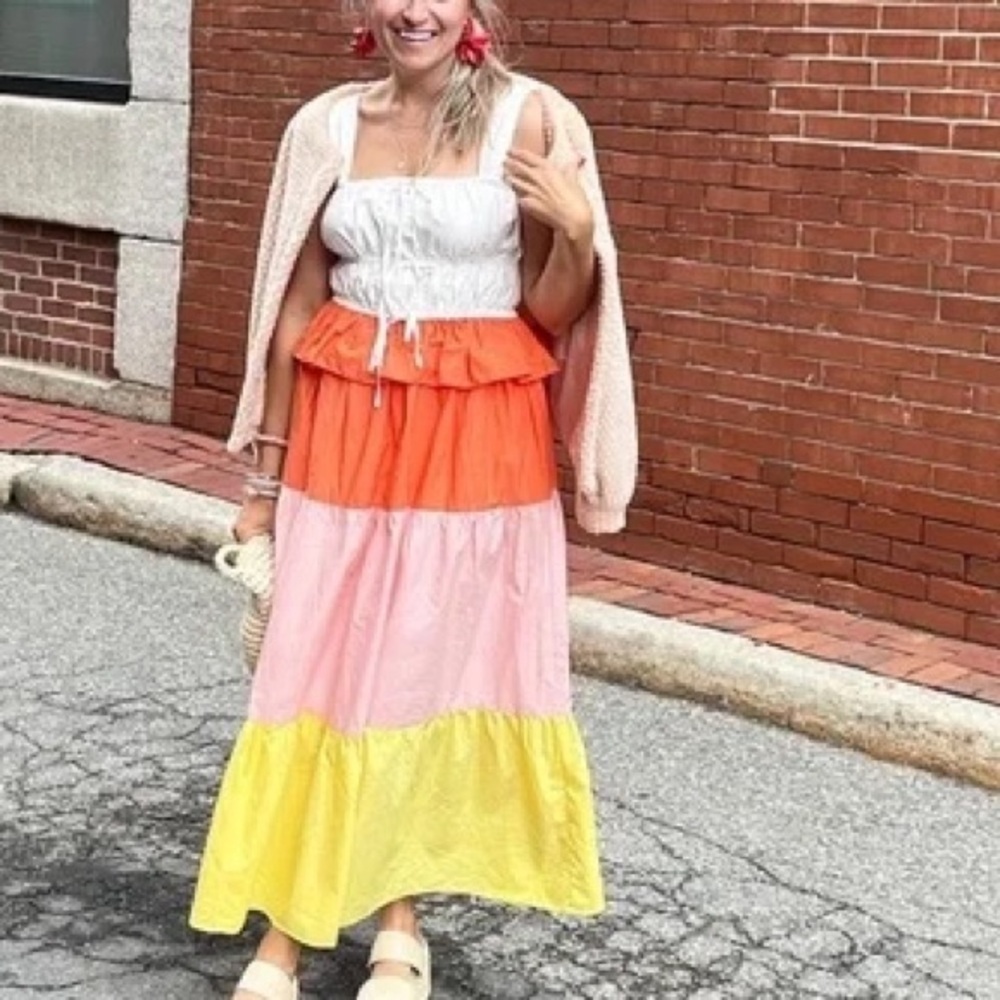 NWOT ENGLISH FACTORY White,Orange and yellow Maxi Dress in XS - Picture 4 of 10